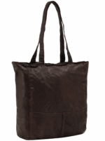 Tote Bag Shopper Handbag – Brown Leather Shoulder Bag with Zip Closure