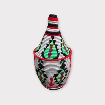 Berber Basket L – AZRA | Handmade Moroccan Grass & Wool Basket