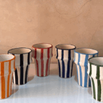 Ceramic Striped Cups  Moroccan Handmade Pottery – Tasses en Céramique Artisanales - Image 3