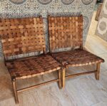 Handmade Moroccan Armchair “Abdel” – Walnut Wood & Dark Brown Leather | Boho Natural Home Décor - Image 4