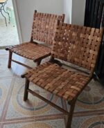 Handmade Moroccan Armchair “Abdel” – Walnut Wood & Dark Brown Leather | Boho Natural Home Décor - Image 6