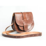 Handmade Moroccan Leather Crossbody Bag  Geometric Cowhide Sling Bag with Adjustable Strap & Magnetic Closure