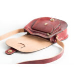 Handmade Moroccan Leather Crossbody Bag  Geometric Cowhide Sling Bag with Adjustable Strap & Magnetic Closure - Image 3