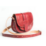 Handmade Moroccan Leather Crossbody Bag  Geometric Cowhide Sling Bag with Adjustable Strap & Magnetic Closure - Image 4