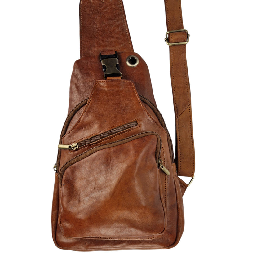 Handmade Moroccan Leather Sling Bag – Genuine Sheep Leather Crossbody Everyday Travel & Casual Bag (1) Handmade Moroccan Leather Sling Bag – Genuine Sheep Leather Crossbody Everyday Travel & Casual Bag - Image 1