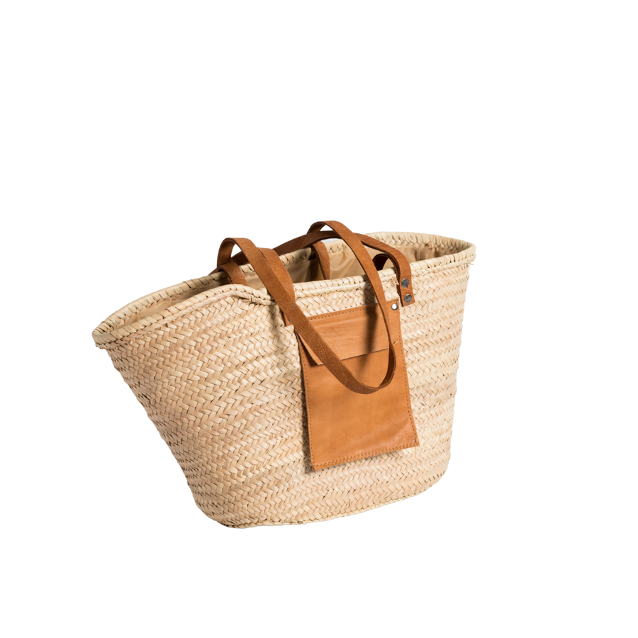 Handmade Moroccan Straw Beach Bag – Woven Palm Tote with Leather Straps Lightweight Summer Basket (1) Handmade Moroccan Straw Beach Bag – Woven Palm Tote with Leather Straps | Lightweight Summer Basket - Image 1