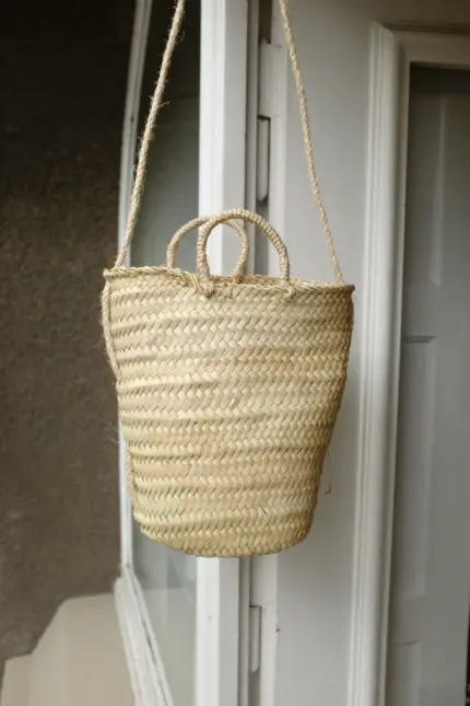 Handmade Moroccan Straw Companion Bag – Medium Woven Palm Basket | Eco-Friendly Summer Tote by Linck Studio