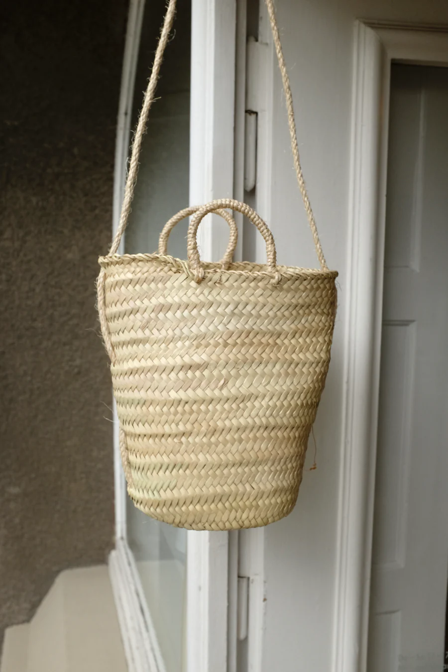 Handmade Moroccan Straw Companion Bag – Medium Woven Palm Basket Eco-Friendly Summer Tote by Linck Studio (1) Handmade Moroccan Straw Companion Bag – Medium Woven Palm Basket | Eco-Friendly Summer Tote by Linck Studio - Image 1