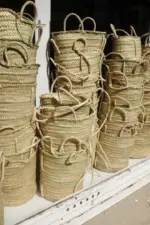 Handmade Moroccan Straw Companion Bag – Medium Woven Palm Basket | Eco-Friendly Summer Tote by Linck Studio - Image 3