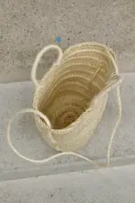 Handmade Moroccan Straw Companion Bag – Medium Woven Palm Basket | Eco-Friendly Summer Tote by Linck Studio - Image 5