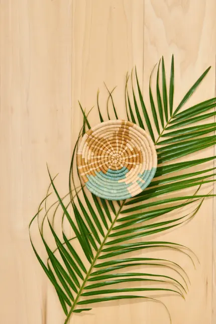 Handwoven Driftwood Mini Basket – Natural Sisal & Sweetgrass | Rwandan Craft Decor