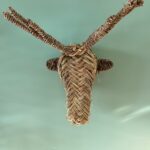 Handwoven Reed Gazelle Head Wall Decor – Handmade Moroccan Natural Wall Art
