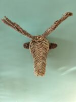 Handwoven Reed Gazelle Head Wall Decor – Handmade Moroccan Natural Wall Art