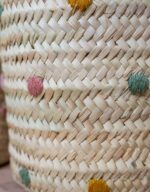 Storage Basket – Handmade Straw Basket with Colorful Embroidery | Kids Room & Playroom Organizer - Image 3