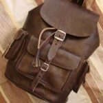 Leather Backpack – Handcrafted Full Grain Cow Leather with Side Pockets and Large Circular Zipper Opening