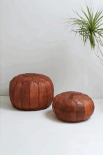 Moroccan Deluxe Leather Pouf – 100% Genuine Full-Grain Vegetable-Tanned Leather, Unfilled Cover