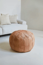 Moroccan Deluxe Leather Pouf – 100% Genuine Full-Grain Vegetable-Tanned Leather, Unfilled Cover - Image 4