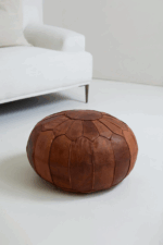 Moroccan Deluxe Leather Pouf – 100% Genuine Full-Grain Vegetable-Tanned Leather, Unfilled Cover - Image 6