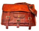 NEW! Moroccan Leather Men’s Messenger Bag – Handcrafted with Kilim Accents, Adjustable Strap