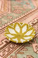 Olive Blossom Mini Basket – Handwoven Sweetgrass & Sisal Bowl | Fair Trade African Boho Home Décor - Image 3