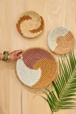 Sand Swirl Mini Basket – Handwoven Sweetgrass & Sisal Bowl | Fair Trade Boho Home Décor from Rwanda - Image 4