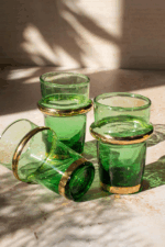 Set of 6 Beldi Green Glasses with Copper Accent – Recycled Glass, Moroccan Artisan Craft - Image 3