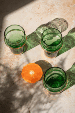 Set of 6 Beldi Green Glasses with Copper Accent – Recycled Glass, Moroccan Artisan Craft - Image 4