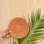 Sunset Confetti Basket – Handwoven Sweetgrass & Sisal Basket | Fair Trade Boho Home Décor from Rwanda