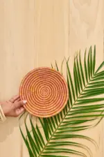 Sunset Confetti Basket – Handwoven Sweetgrass & Sisal Basket | Fair Trade Boho Home Décor from Rwanda