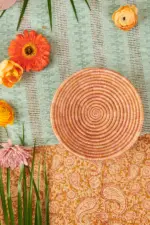 Sunset Confetti Basket – Handwoven Sweetgrass & Sisal Basket | Fair Trade Boho Home Décor from Rwanda - Image 2
