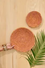 Sunset Confetti Basket – Handwoven Sweetgrass & Sisal Basket | Fair Trade Boho Home Décor from Rwanda - Image 3