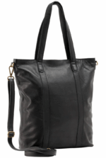 Tote Bag Handbag Shoulder Bag – Black Leather, 15" Device Compatible, Zipper Closure - Image 4