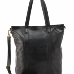 Tote Bag Handbag Shoulder Bag – Black Leather, 15" Device Compatible, Zipper Closure