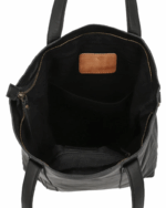 Tote Bag Handbag Shoulder Bag – Black Leather, 15" Device Compatible, Zipper Closure - Image 6