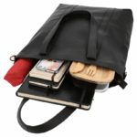 Tote Bag Handbag Shoulder Bag – Black Leather, 15" Device Compatible, Zipper Closure - Image 5