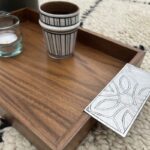 Tray in Walnut Wood with Hand-Cut Stainless Steel Handle | Handmade Moroccan Serving Tray - Image 5