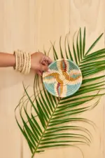 Woodland Rays Mini Basket – Handwoven Sweetgrass & Sisal Bowl | Fair Trade African Boho Home Décor