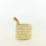 🌿 Basket with Leather – Handwoven Palm Leaf Storage - Image 2