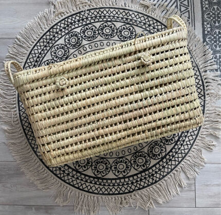 🌿 Malle / Coffre L – Handwoven Palm Storage Chest