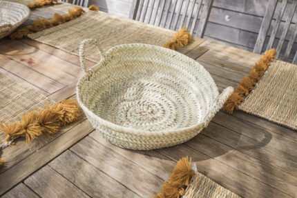 🌿 Natural Palm Basket – Handwoven Moroccan Craft
