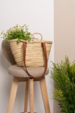 👜 Marche Basket Bag – Handmade Moroccan Palm Tote with Leather Straps & Inner Lining - Image 2