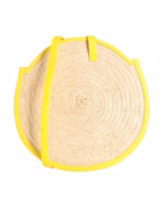 👜 Round Raffia & Leather Bag – Two-Tone Handcrafted Design