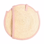 👜 Round Raffia & Leather Bag – Two-Tone Handcrafted Design