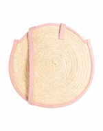 👜 Round Raffia & Leather Bag – Two-Tone Handcrafted Design