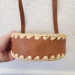 👜 Unique Handmade Moroccan Round Leather & Raffia Satchel – Tooled Boho Purse from Essaouira - Image 7