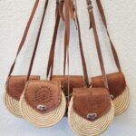 👜 Unique Handmade Moroccan Round Leather & Raffia Satchel – Tooled Boho Purse from Essaouira - Image 8