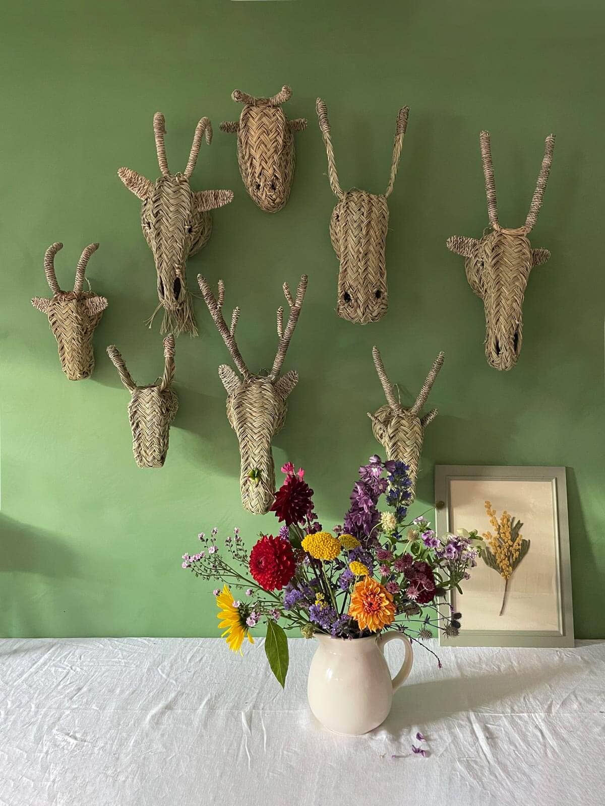 🦌 Mini Woven Animal Head – Stag | Handcrafted Moroccan Wall Décor - Image 2