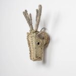 🦌 Mini Woven Animal Head – Stag | Handcrafted Moroccan Wall Décor