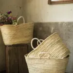 🧺 Sisal Handled Basket – Handwoven Palm Basket with Natural Fiber Handles