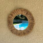 🪞 Round Natural Fiber Mirror – 44 cm | Handmade Woven Straw Wall Mirror